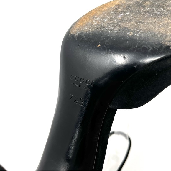 Vintage Gucci By Tom Ford Y2K Black Suede Crystal Bamboo High Heels Sandals 7.5 - Picture 9 of 12